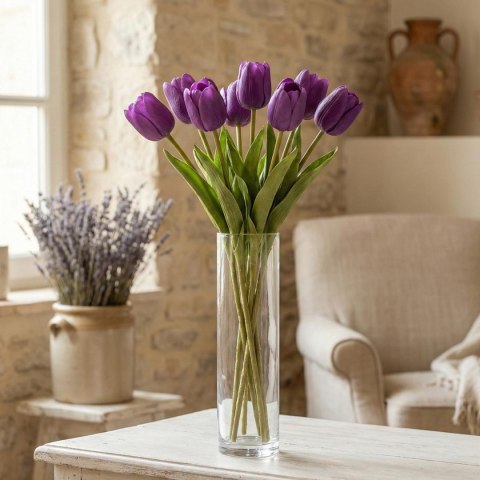 TULIPAN FIOLETOWY 31CM JAK ŻYWY DEKORACJA WIOSENNA