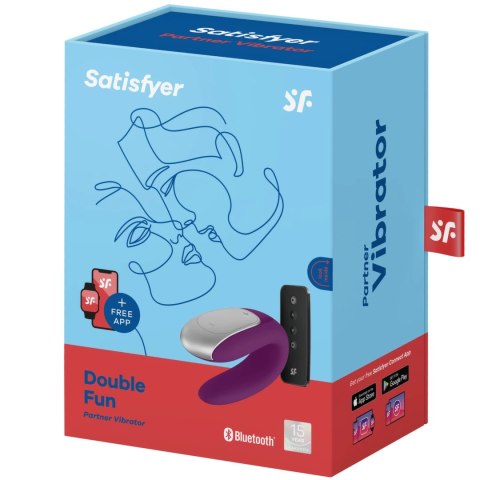 Satisfyer Double Fun Violet - Model dla Par, Sterowanie Aplikacją, Wodoodporny