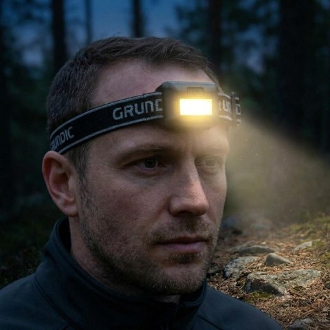 LATARKA CZOŁOWA TURYSTYCZNA LED COB GRUNDIG CZARNA