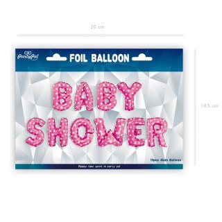 Balon foliowy 40cm BABY SHOWER różowe w serca 460213