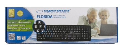 Klawiatura przewodowa z dużym nadrukiem usb FLORIDA EK129