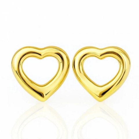 Kolczyki ze stali platerowane 14k złotem, zapięcie SERCE KST3435