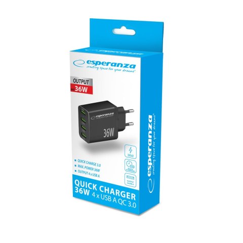 Ładowarka sieciowa 36W 4x USB-A QC 3.0 18W EZC107K