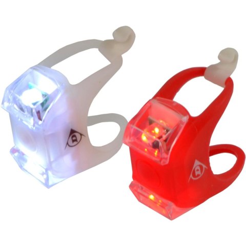 ZESTAW SILIKONOWYCH LAMP ROWEROWYCH LED PRZÓD TYŁ DELUXE 2 LED DUNLOP
