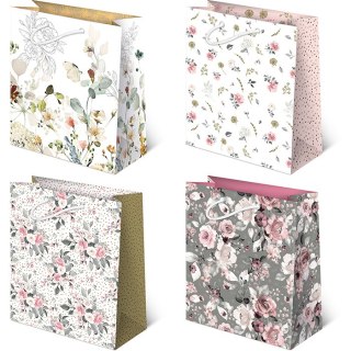 Torebki ozdobne 10szt. XL set 106 Kwiaty mat 30 x 36,5 x 13 cm