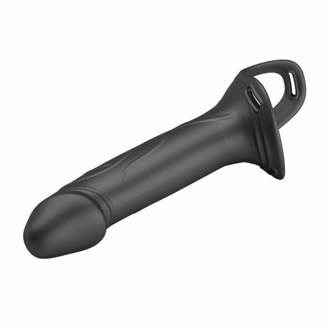 Pretty Love Landon czarny system intymny wibracyjny strap-on 18 cm