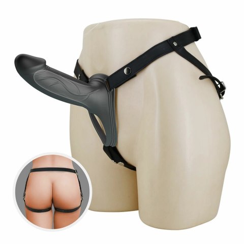 Pretty Love Landon czarny system intymny wibracyjny strap-on 18 cm