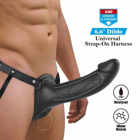 Pretty Love Landon czarny system intymny wibracyjny strap-on 18 cm