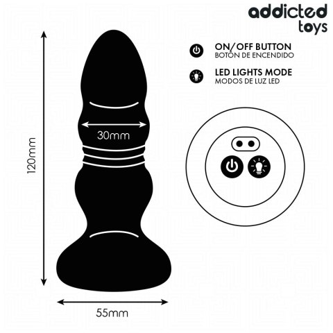 Addicted Toys Rotacyjny stymulator analny LED z pilotem 11,9 cm silikonowy