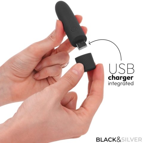 BLACK & SILVER GERI Intymna Kula Wibracyjna USB 8 Trybow Czarna 10x2,2cm