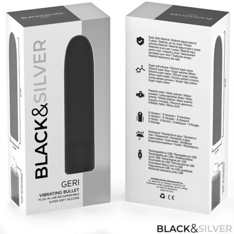 BLACK & SILVER GERI Intymna Kula Wibracyjna USB 8 Trybow Czarna 10x2,2cm