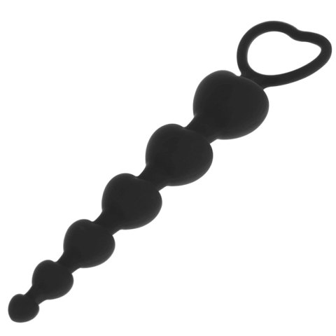 Black&Silver Milan Łańcuch Serc Silikonowy 18 cm, czarny, 5 elementow