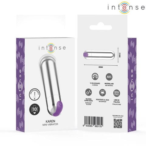 Intense Karen Mini Wibrujący Pocisk USB Srebrny 10 Trybow 8cm