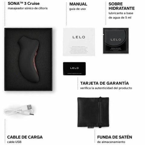 LELO SONA 3 Cruise Intymna Maszyna Sonic Control Czarna 112x51x55mm