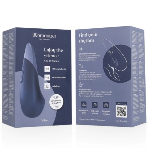 Womanizer Vibe Lay-On - cichy model wibrujący, ciemnoniebieski, IPX7