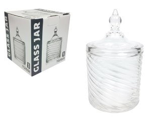 Pojemnik szklany bombonierka z pokrywką tłoczony wzór FALA 16 x 10 cm GLM-50514B