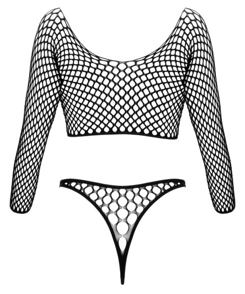 Cottelli Collection Body Fantasy S-L czarny, siateczkowy komplet dwuczęściowy