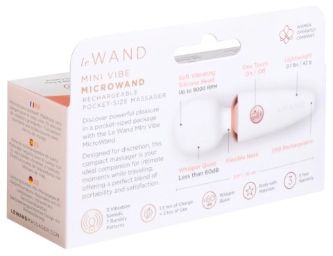 Le Wand Mini Microwand White - kompaktowy masażer, 7 trybow, USB