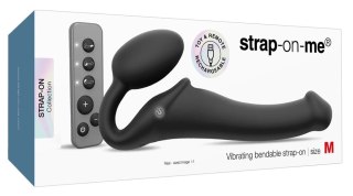 Strap-on-me Vibrating Bendable Strap-On M Czarny, 3 silniki, silikon