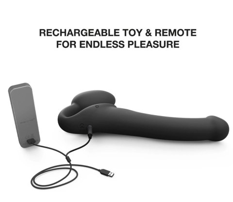 Strap-on-me Vibrating Bendable Strap-On M Czarny, 3 silniki, silikon