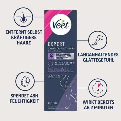 Veet EXPERT Krem do Depilacji Ciała i Nog 100ml, Shea Butter