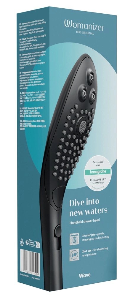 Womanizer Wave Black - Innowacyjna Słuchawka Prysznicowa 3 Tryby, 27,7 cm