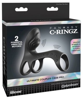 Fantasy C-Ringz Couples Cage Pro Black silikonowy system wibrujący