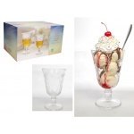 Pucharek szklany 6szt. kielich do deserów lodów 290 ml tłoczony wzór LIŚCIE MOTYLE 14 x 8,5 cm SSG-50505