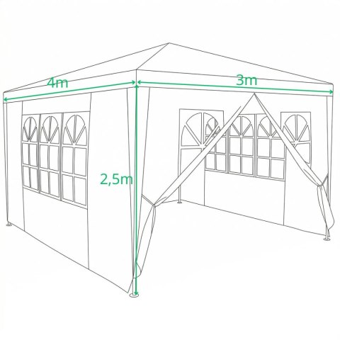 PAWILON NAMIOT OGRODOWY 3X4X2.5M BIAŁY SASKA GARDEN