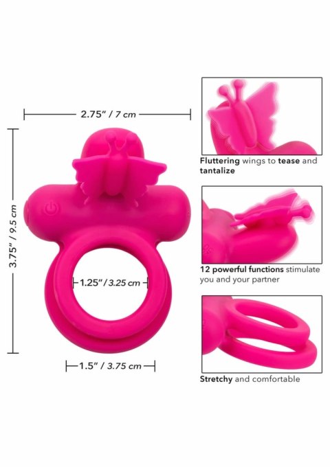 CalExotics Butterfly Dual Ring silikonowy pierścień wibrujący USB