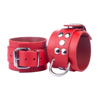 Red Leather Skorzane Kajdanki na Ręce Czerwone 6 cm Europejska Produkcja