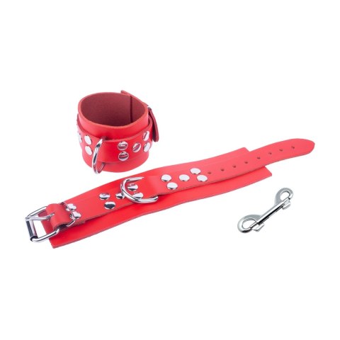 Red Leather Skorzane Kajdanki na Ręce Czerwone 6 cm Europejska Produkcja
