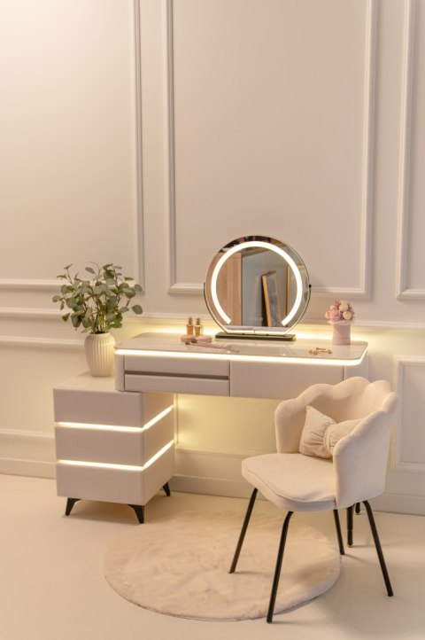 Toaletka kosmetyczna LED Marmurek blat 80 cm Ana - kolor biały