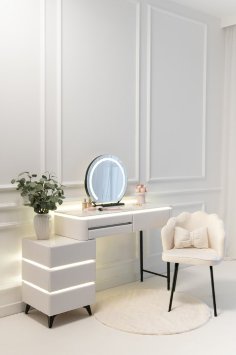 Toaletka kosmetyczna LED Marmurek blat 80 cm Ana - kolor biały