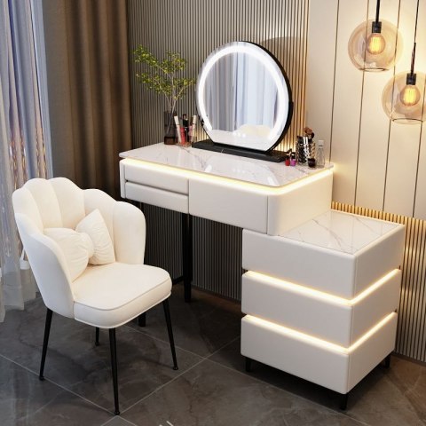 Toaletka kosmetyczna LED Marmurek blat 80 cm Ana - kolor biały