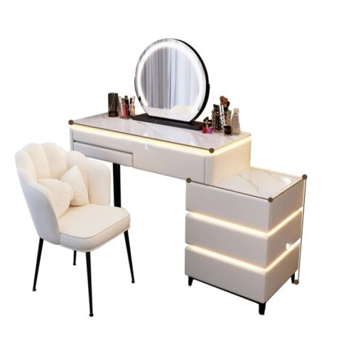 Toaletka kosmetyczna LED Marmurek blat 80 cm Ana - kolor biały
