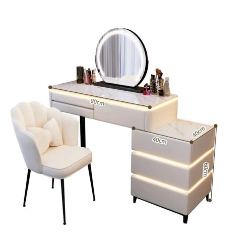 Toaletka kosmetyczna LED Marmurek blat 80 cm Ana - kolor biały