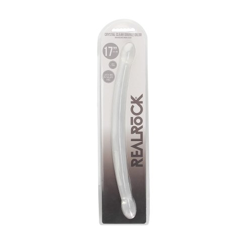 RealRock Crystal Clear - Podwojny model intymny 42 cm, przezroczysty