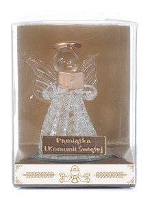 Aniołek szklany Pamiątka Pierwszej Komunii Świętej 6cm