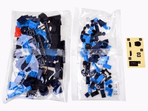 Klocki techniczne sportowe auto NIEBIESKIE 139-elementów + naklejki ZA4288