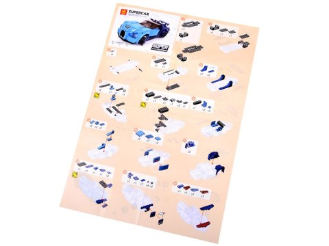 Klocki techniczne sportowe auto NIEBIESKIE 139-elementów + naklejki ZA4288