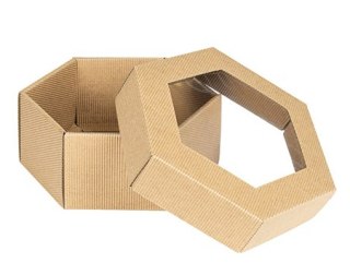 Pudełko kosz z okienkiem naturalne 20 x 9cm HEX-1