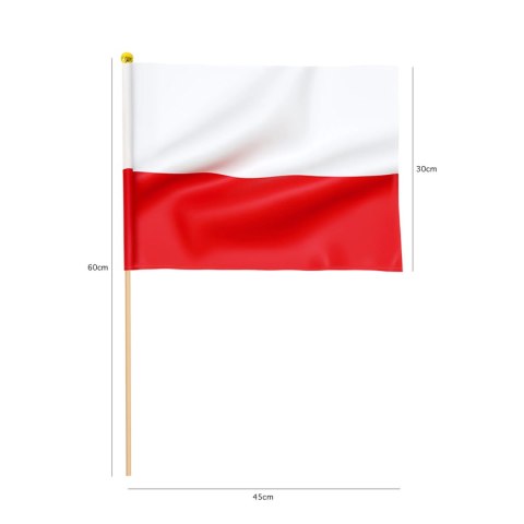Flaga Polski z trzonkiem 30 x 45 cm