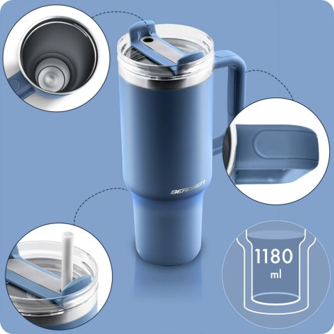 Termos próżniowy kubek ze słomką 1180 ml Berdsen granatowy