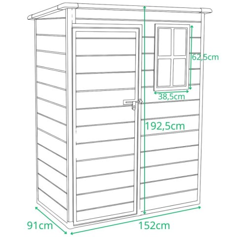 DOMEK OGRODOWY NARZĘDZIOWY PVC 152x91x192,5CM