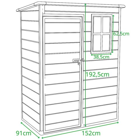 DOMEK OGRODOWY NARZĘDZIOWY PVC 152x91x192,5CM