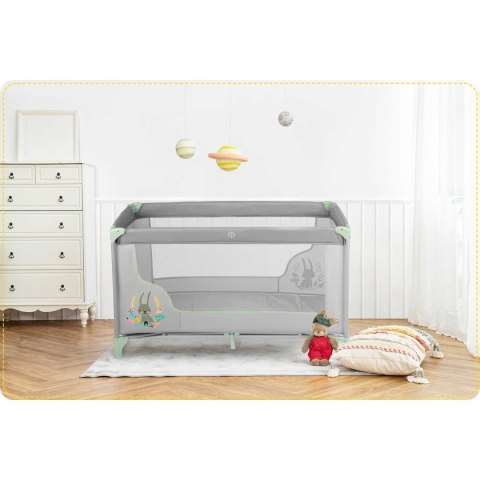 Łóżeczko turystyczne + materac + torba 125 x 65 x 78 cm RK-240 szaro-miętowe