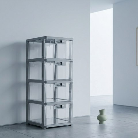 Plastikowy regał na kółkach szafka szuflady szafa 66x 34x 26cm PO21