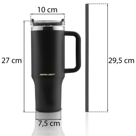 Termos próżniowy kubek ze słomką 1180 ml Berdsen czarny