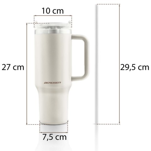 Termos próżniowy kubek ze słomką 1180 ml Berdsen kremowy